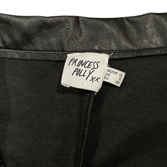 PRINCESS POLLY ENCORE Black Faux Leather Women's Straight Leg Pants Size 8 - Picture 5 of 8